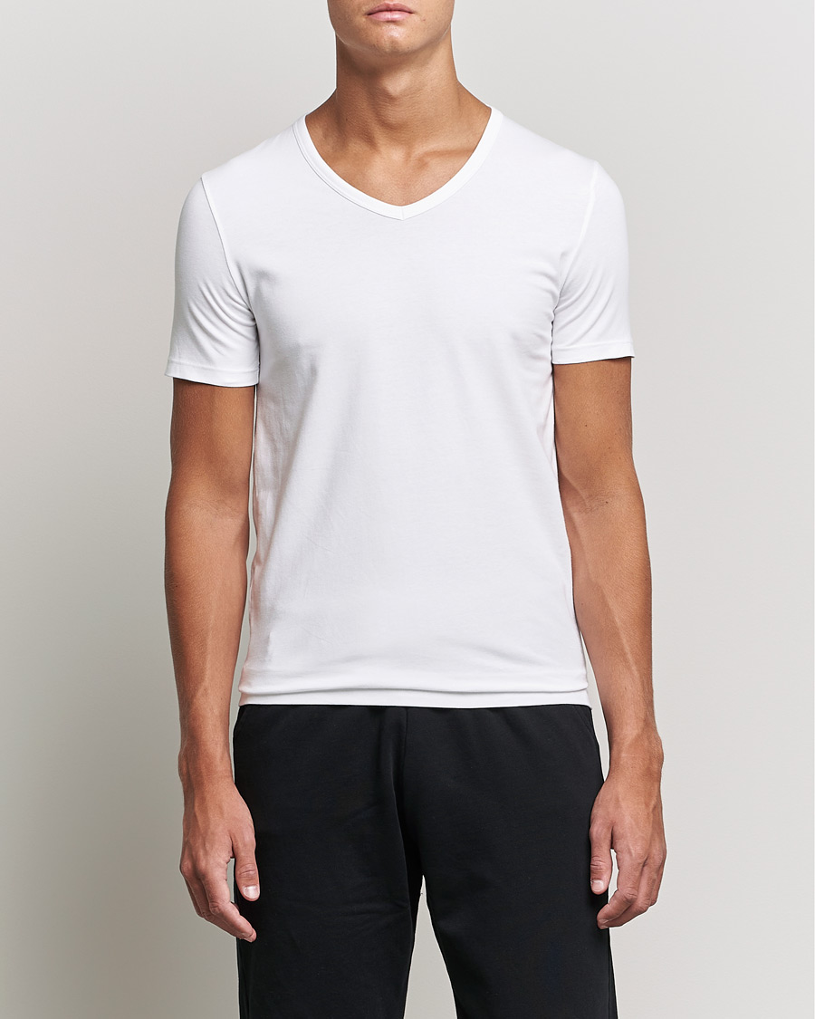 Mies | Monipakkaus | BOSS BLACK | 2-Pack V-Neck Slim Fit T-Shirt White