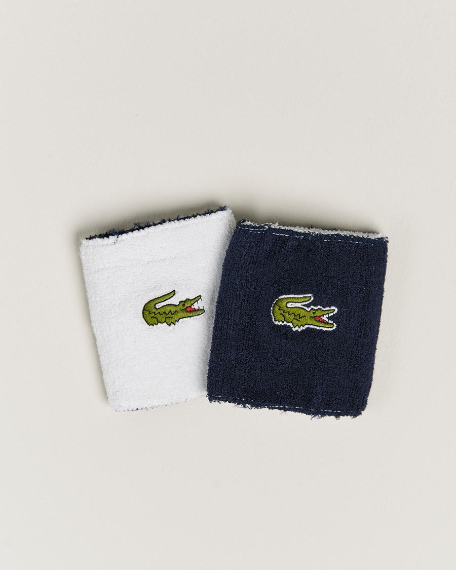 Mies | Lacoste Sport 2-Pack Logo Wristband White/Navy | Lacoste Sport | 2-Pack Logo Wristband White/Navy