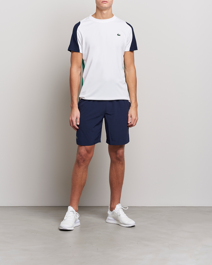 Mies |  | Lacoste Sport | Performance Crew Neck T-Shirt White/Navy Blue