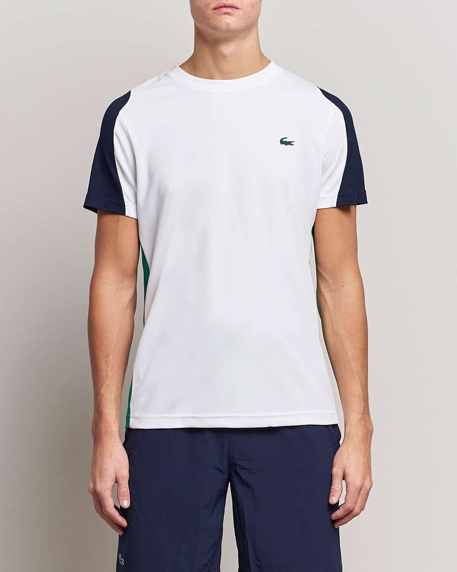Mies | Lacoste Sport | Lacoste Sport | Performance Crew Neck T-Shirt White/Navy Blue