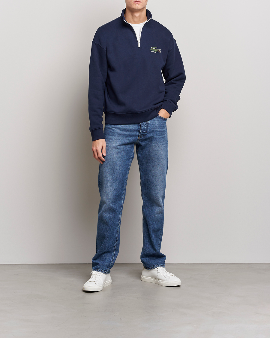 Mies | Puserot | Lacoste | Half Zip Organic Cotton Sweatshirt Navy Blue