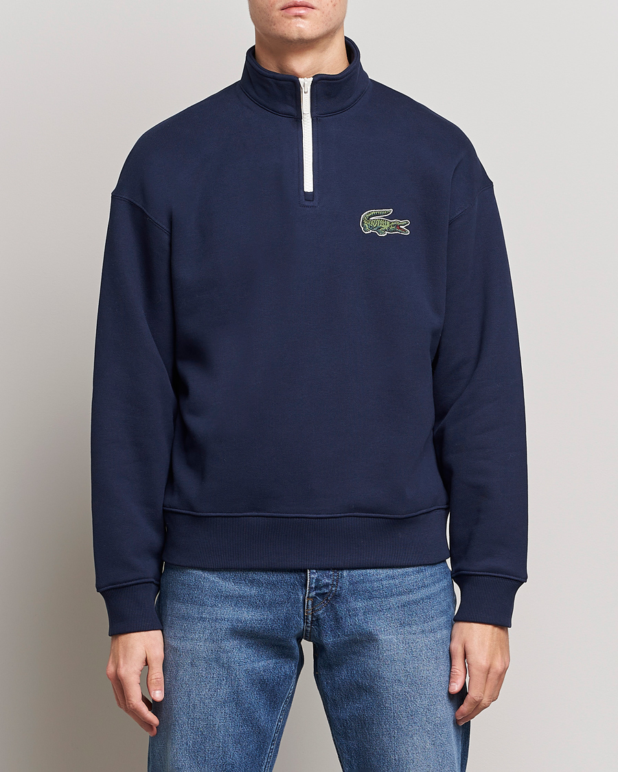 Mies | Puserot | Lacoste | Half Zip Organic Cotton Sweatshirt Navy Blue