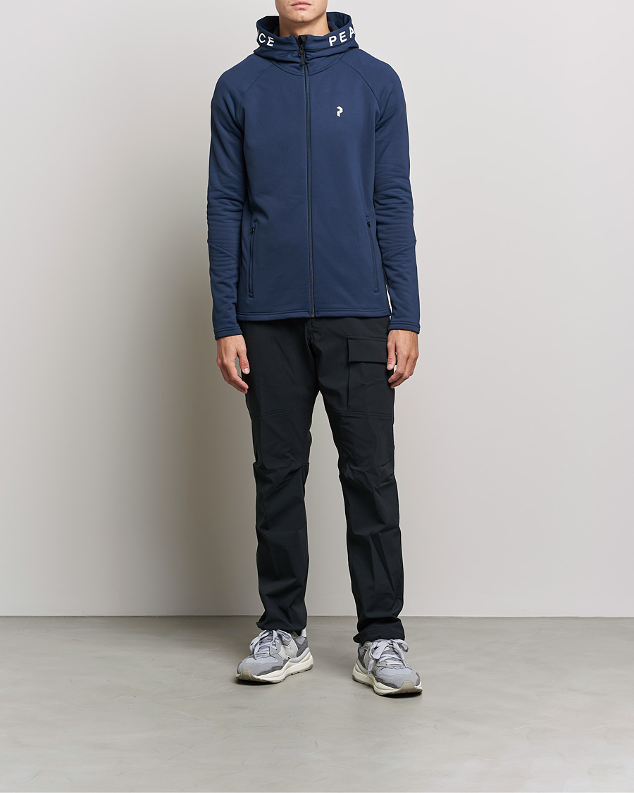 Mies | Puserot | Peak Performance | Rider Zip Fleece Hood Jacket Blue Shadow