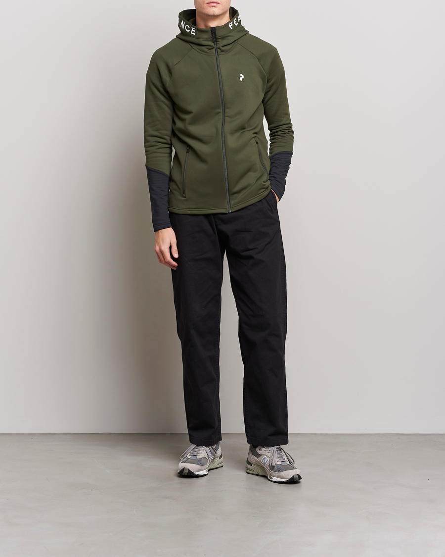 Mies | Puserot | Peak Performance | Rider Zip Fleece Hood Jacket Forest Night Black