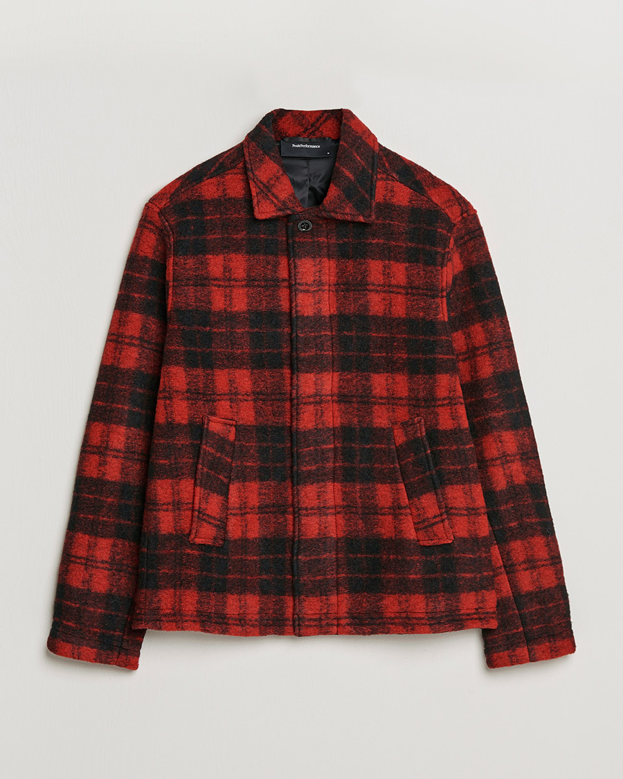 Mies | Kauluspaidat | Peak Performance | Wool Overshirt Checked Red