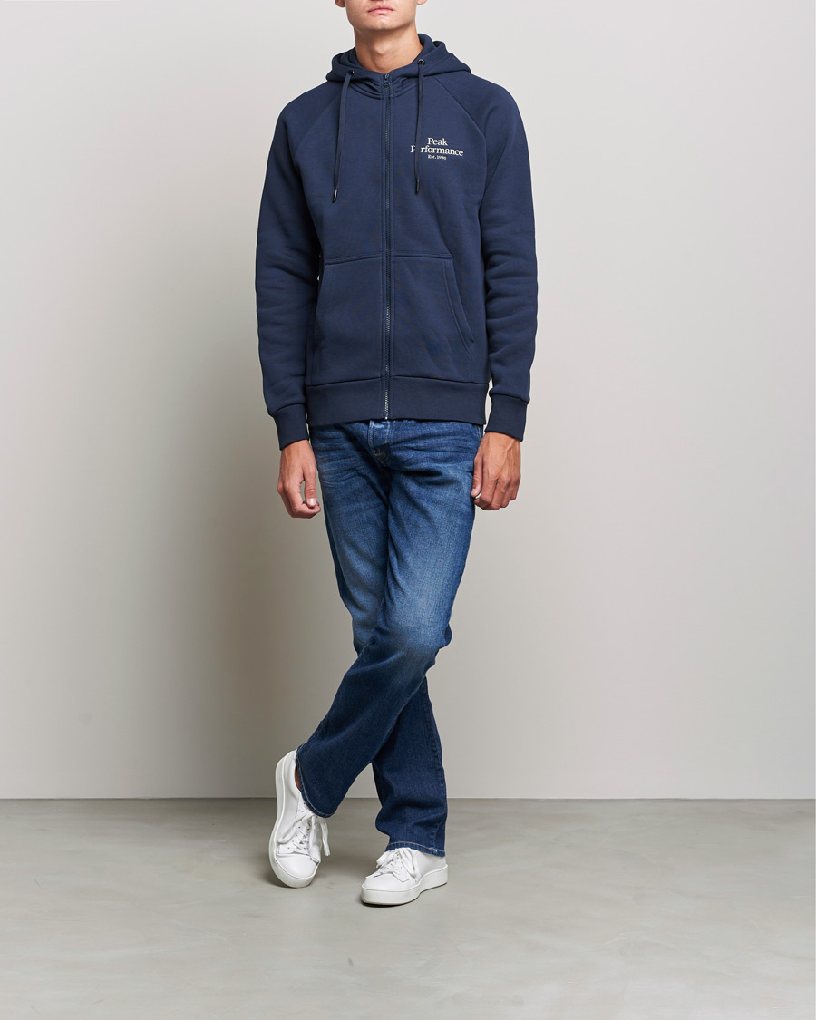 Mies | Puserot | Peak Performance | Original Zip Hoodie Blue Shadow