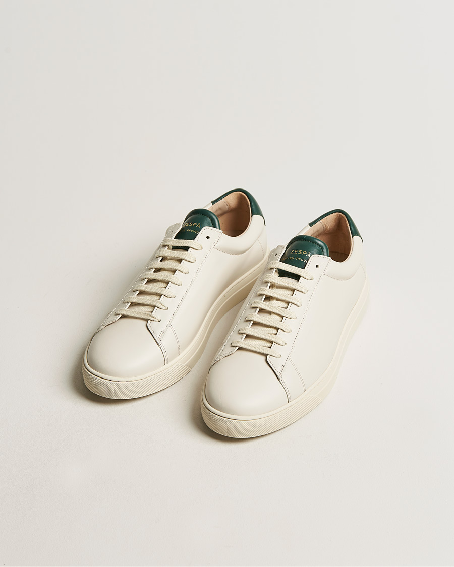 Mies | Tennarit | Zespà | ZSP4 Nappa Leather Sneakers Off White/Vert Sombre