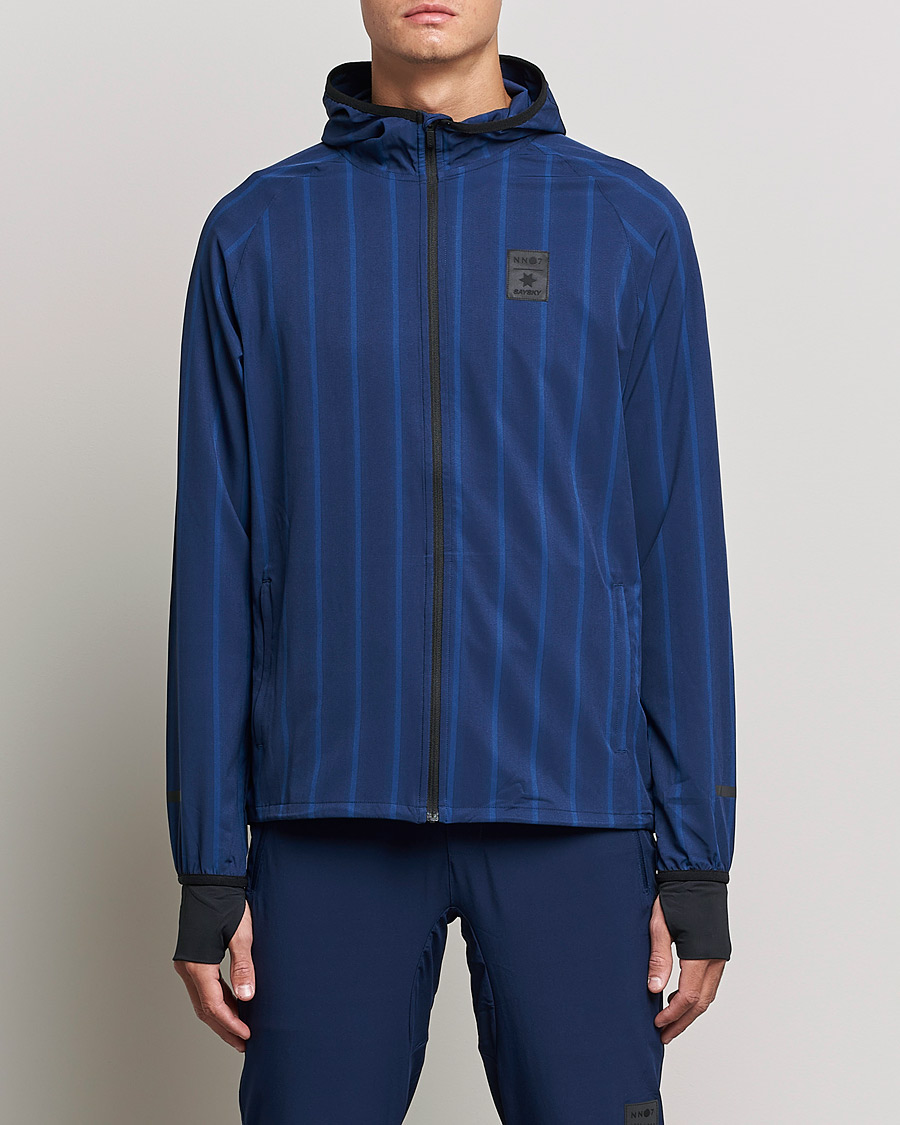 Mies | Puserot | NN07 | Pace Hooded Running Jacket Navy Stripe