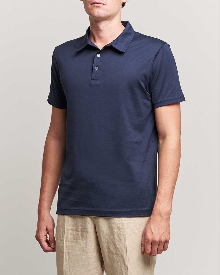 Mies | Best of British | Sunspel | Cotton Jersey Polo Navy