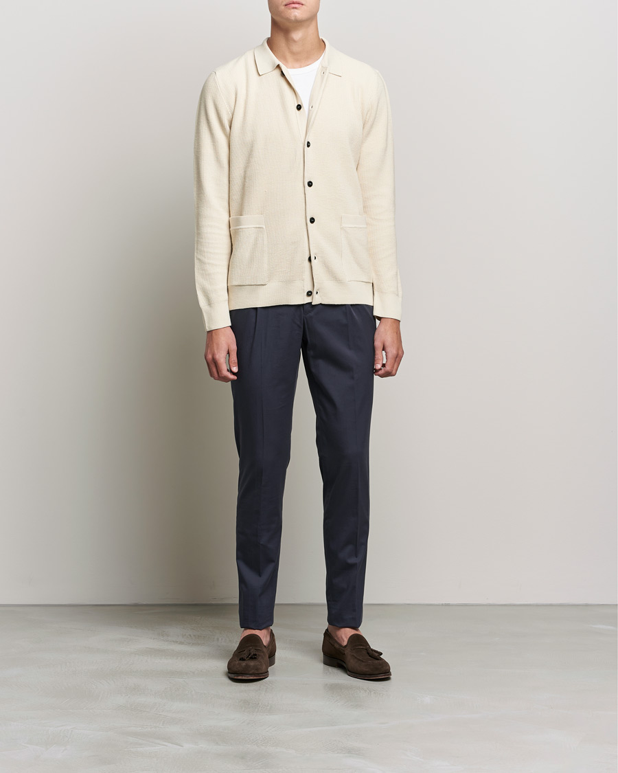 Mies | Puserot | Sunspel | Long Staple Cotton Knitted Jacket Ecru