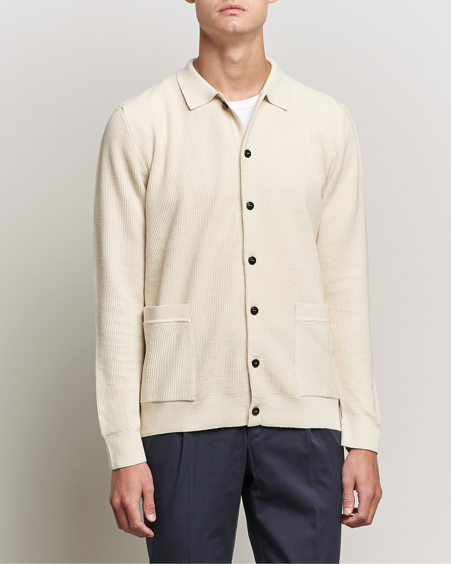 Mies |  | Sunspel | Long Staple Cotton Knitted Jacket Ecru