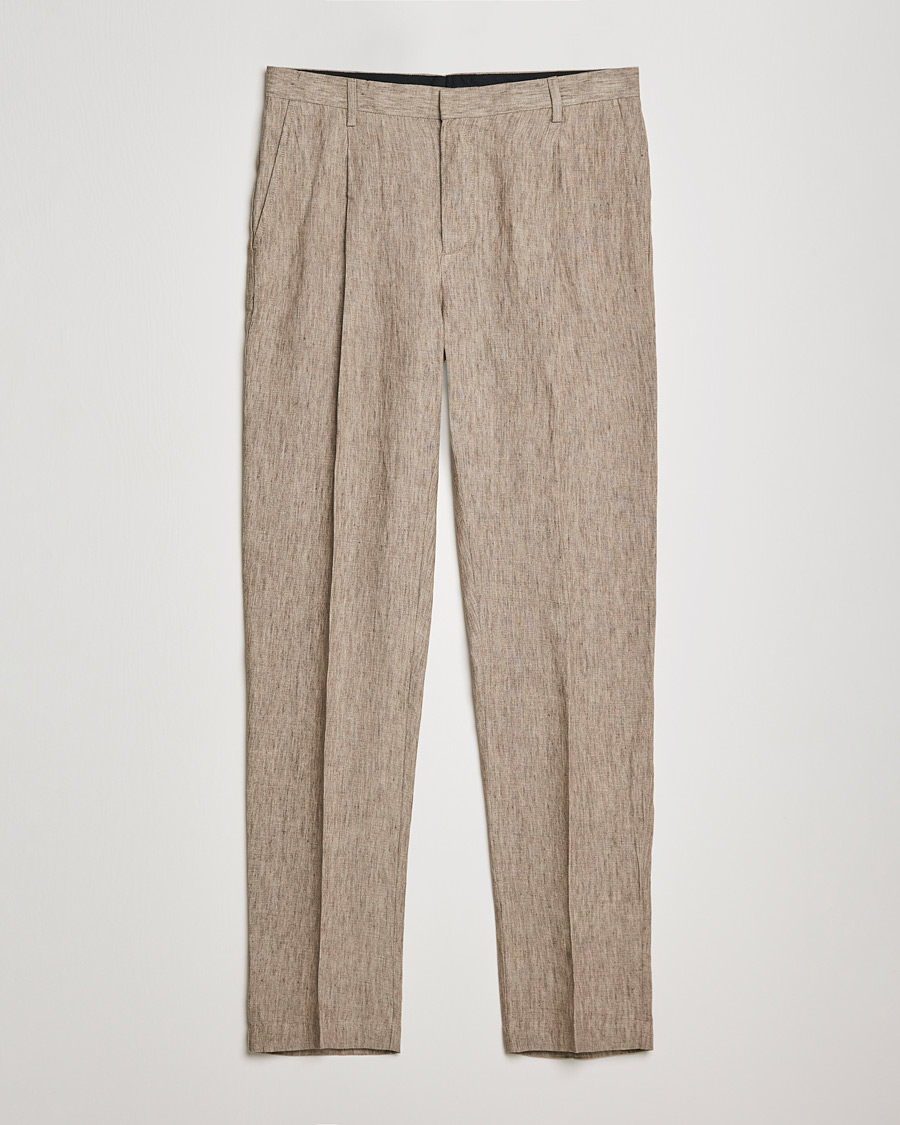 Mies | Housut | Sunspel | Tailored Relaxed Fit Linen Trousers Dark Stone