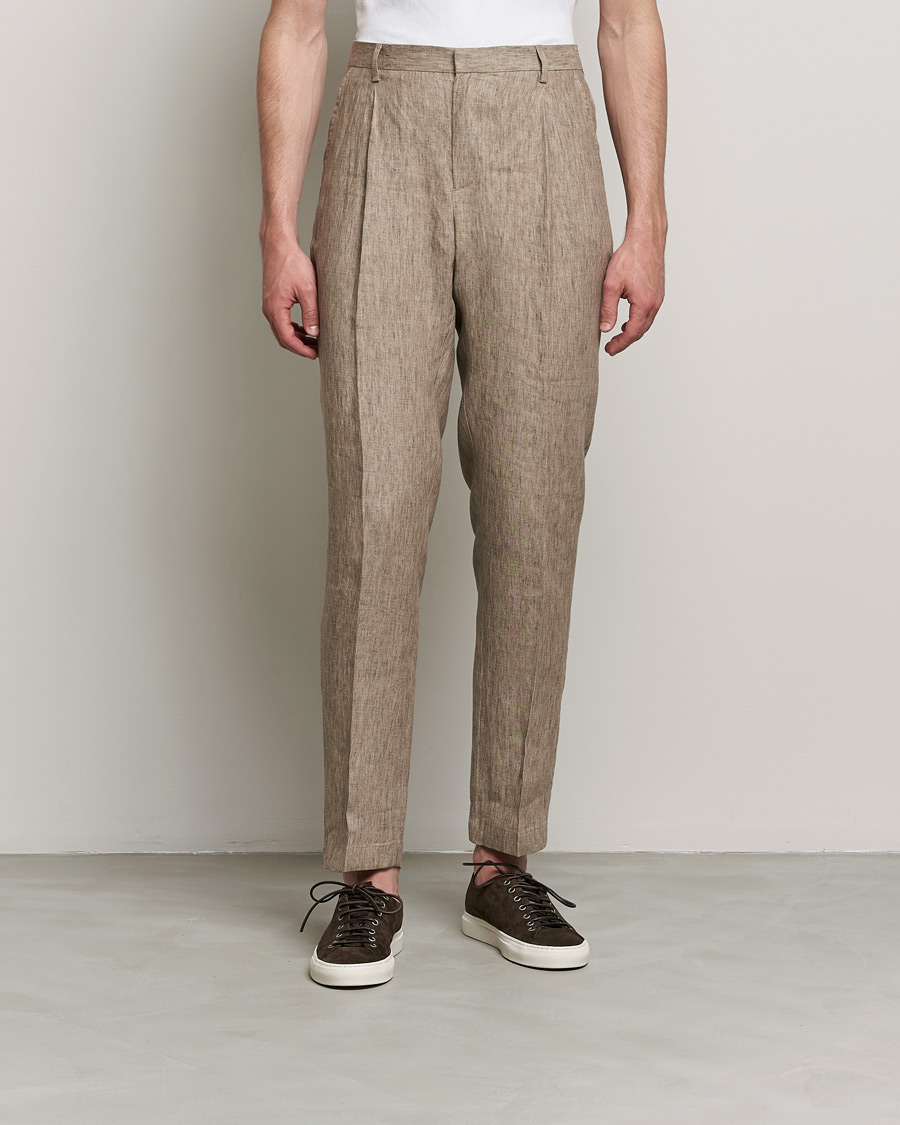 Mies | Housut | Sunspel | Tailored Relaxed Fit Linen Trousers Dark Stone