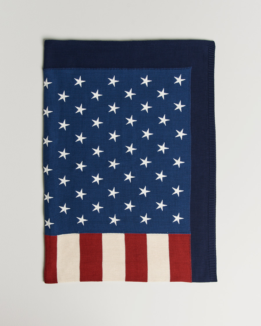 Mies | Ralph Lauren Home RL Flag 54x72 Cotton Throw Navy | Ralph Lauren Home | RL Flag 54x72 Cotton Throw Navy