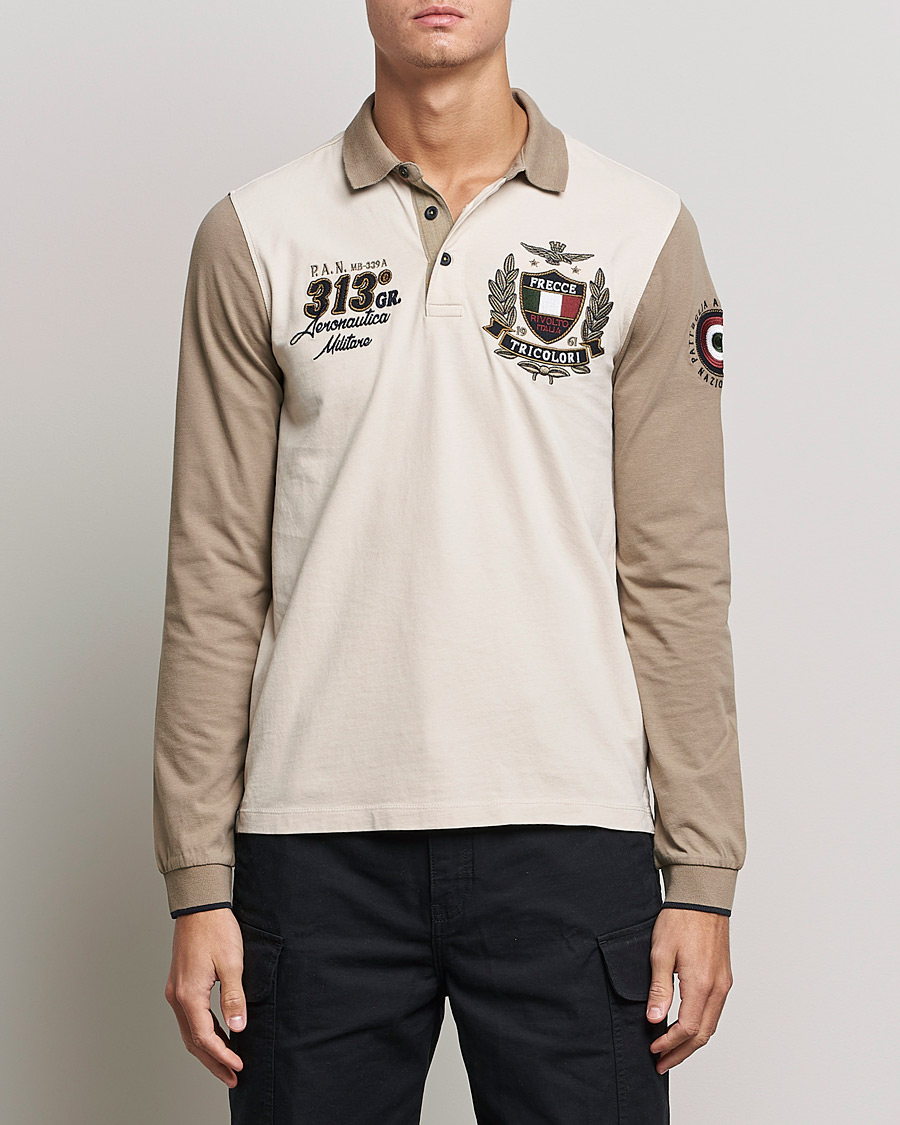 Mies | Puserot | Aeronautica Militare | Long Sleeve Logo Polo Tortora