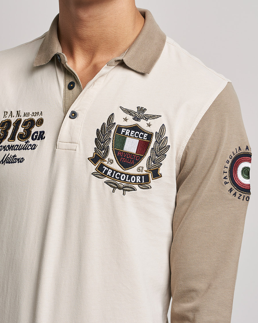 Mies | Puserot | Aeronautica Militare | Long Sleeve Logo Polo Tortora