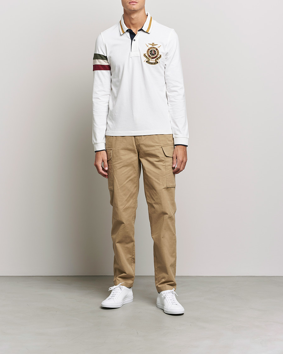 Mies | Puserot | Aeronautica Militare | Long Sleeve Logo Polo Bianco