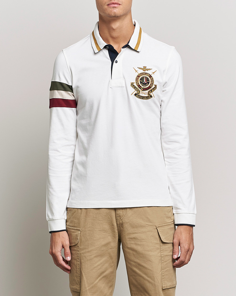 Mies | Puserot | Aeronautica Militare | Long Sleeve Logo Polo Bianco