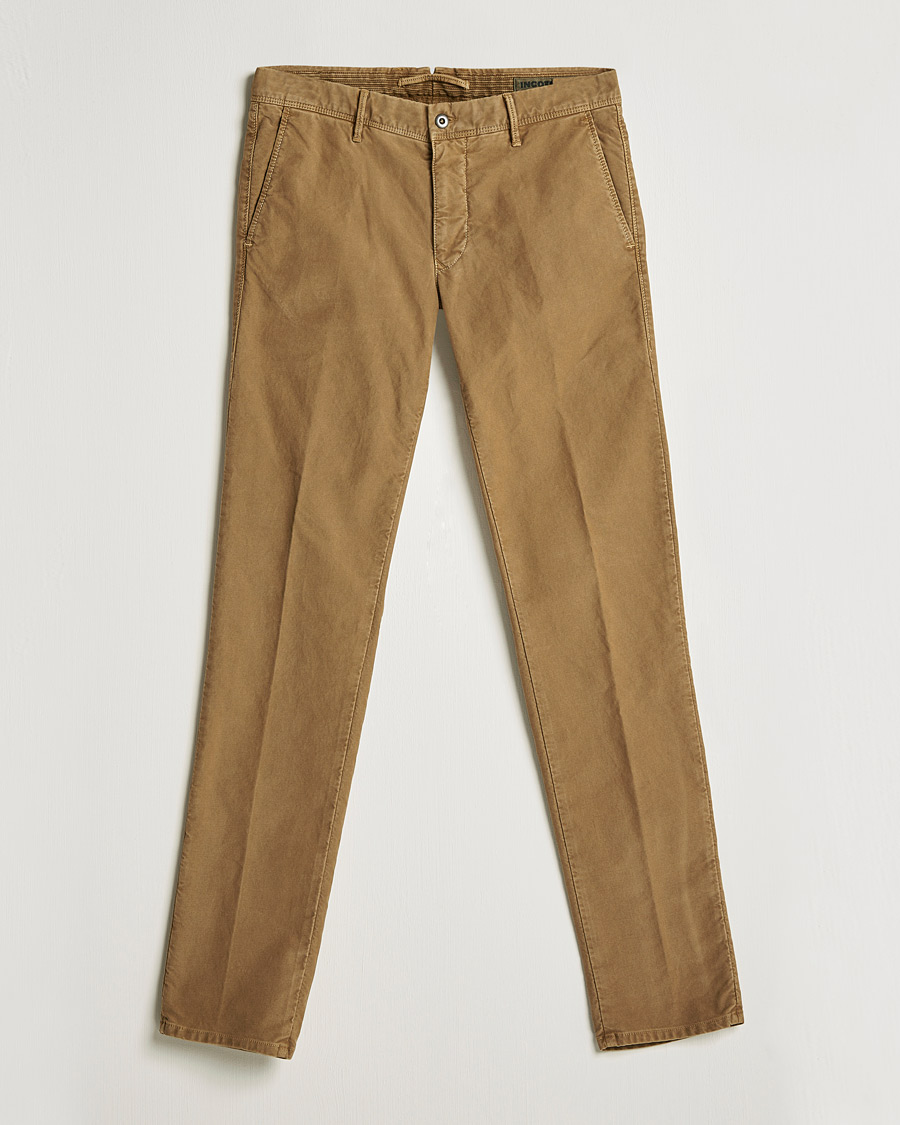 Mies | Housut | Incotex | Slim Fit Garment Dyed Slacks Brown