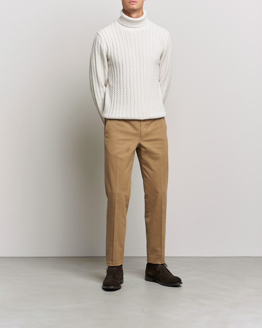Mies | Housut | Incotex | Regular Fit Cotton Stretch Chinos Beige