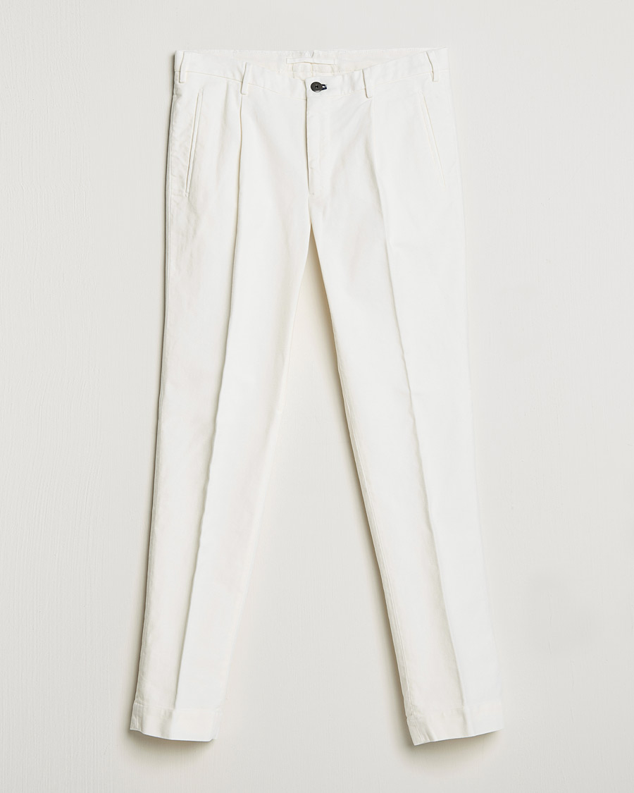Miehet |  | Incotex | Pleated Luxury Moleskine Trousers Off White