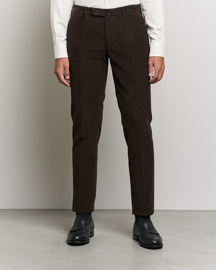 Mies | Vakosamettihousut | Incotex | Slim Fit Soft Corduroy Trousers Dark Brown
