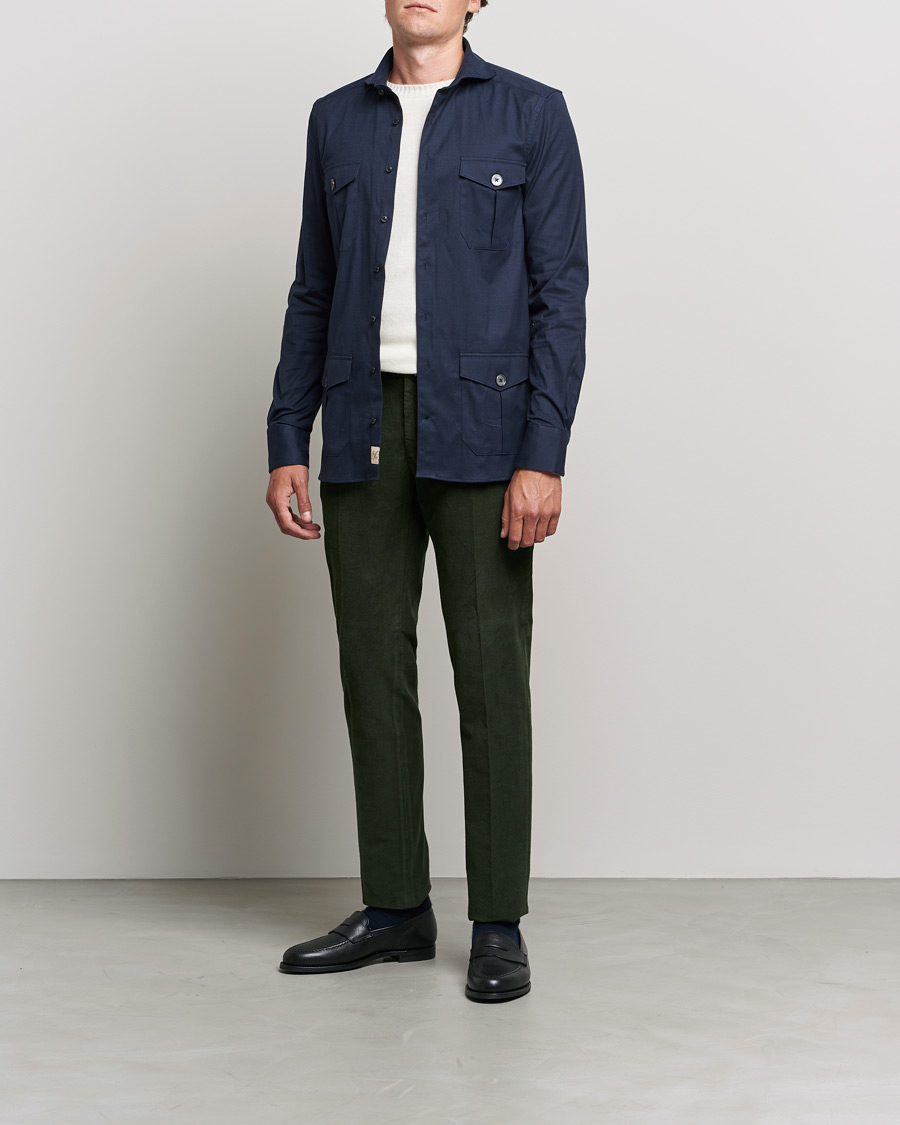 Mies | Housut | Incotex | Slim Fit Soft Corduroy Trousers Forest Green