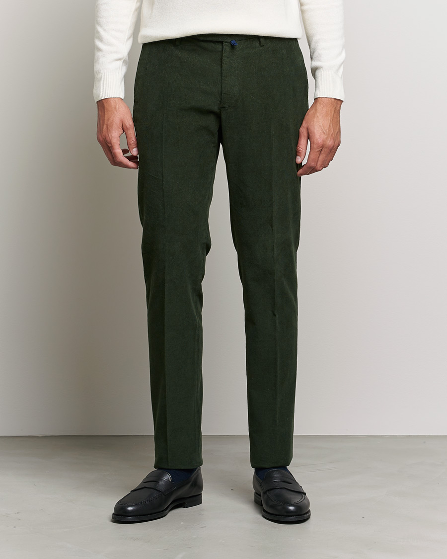 Mies |  | Incotex | Slim Fit Soft Corduroy Trousers Forest Green