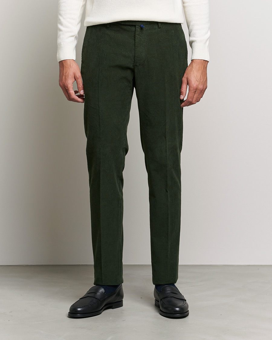 Mies | Housut | Incotex | Slim Fit Soft Corduroy Trousers Forest Green