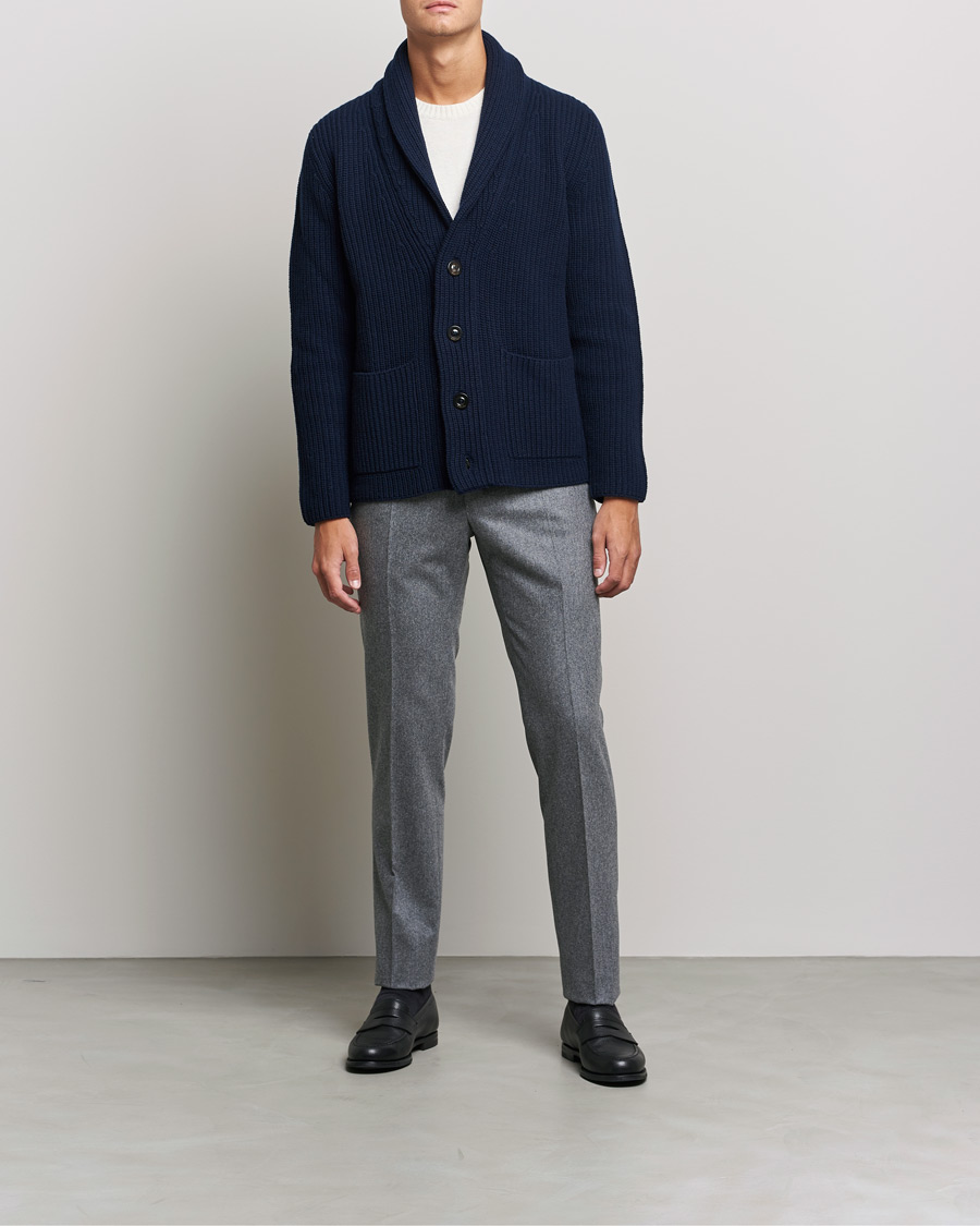 Mies | Housut | Incotex | Slim Fit Carded Flannel Trousers Grey Melange