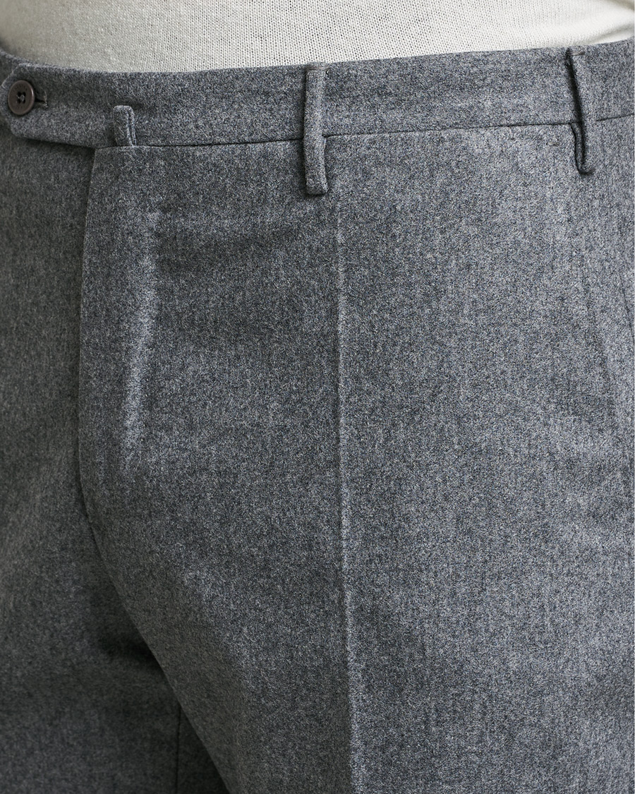Mies | Housut | Incotex | Slim Fit Carded Flannel Trousers Grey Melange