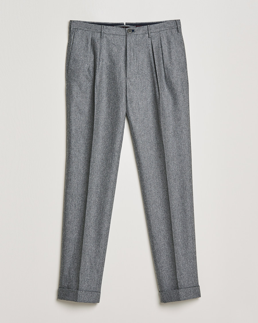 Miehet |  | Incotex | Pleated Flannel Trousers Grey Melange