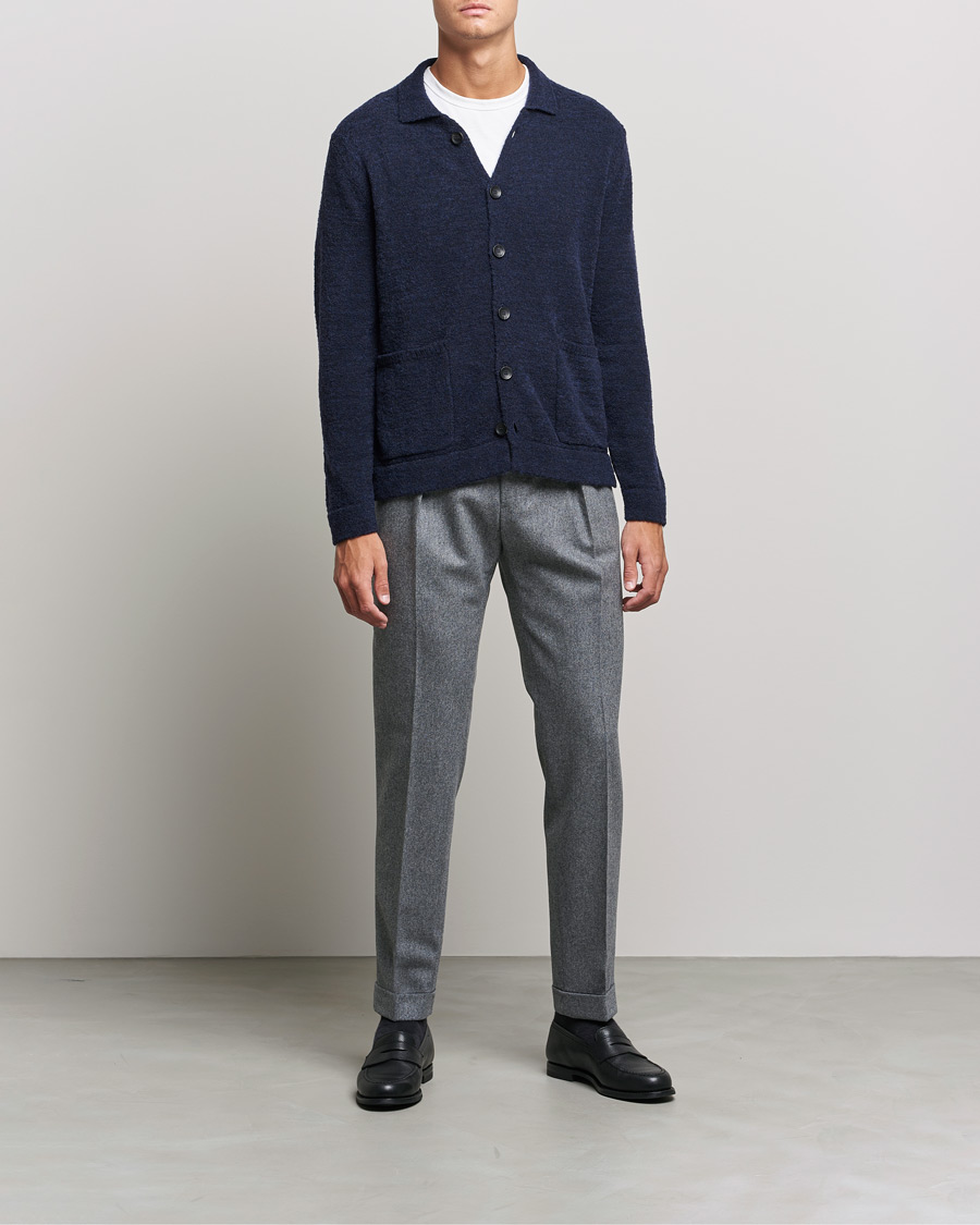 Mies | Housut | Incotex | Pleated Flannel Trousers Grey Melange