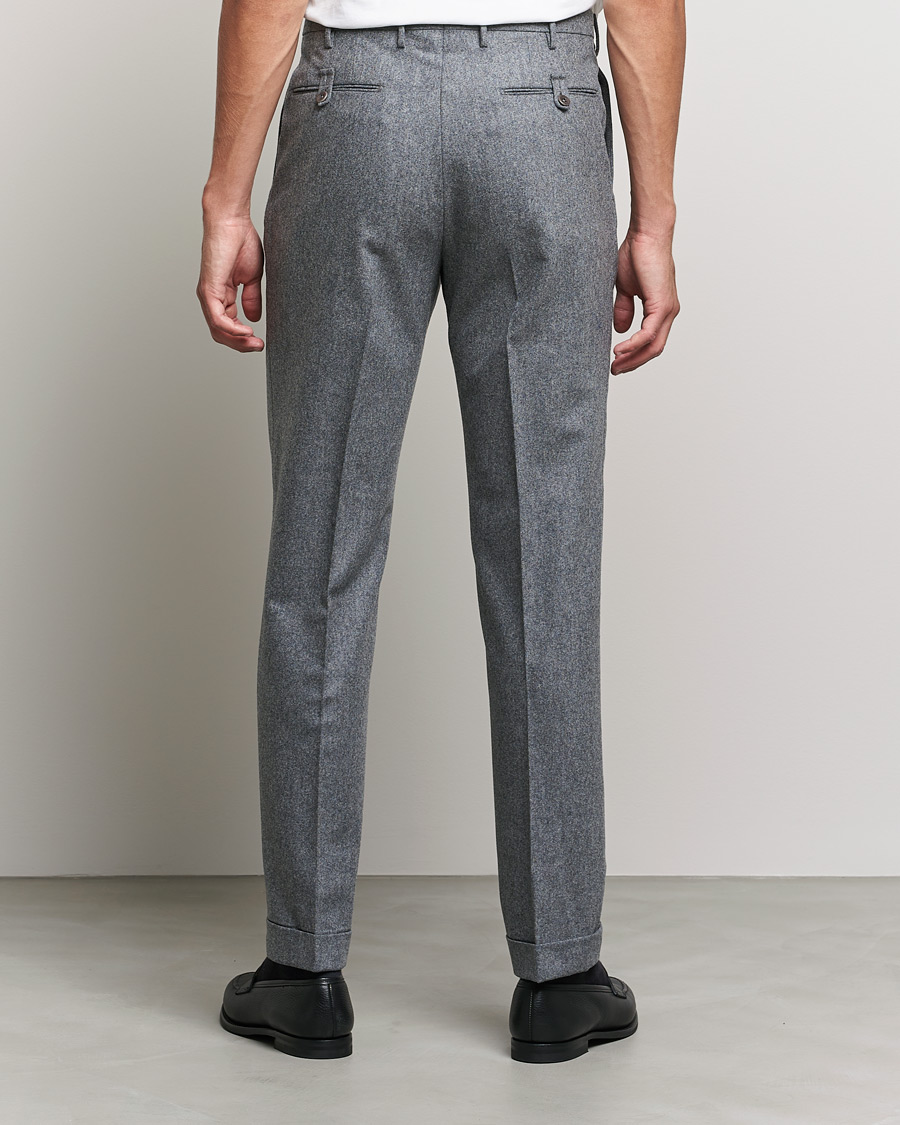 Mies | Housut | Incotex | Pleated Flannel Trousers Grey Melange