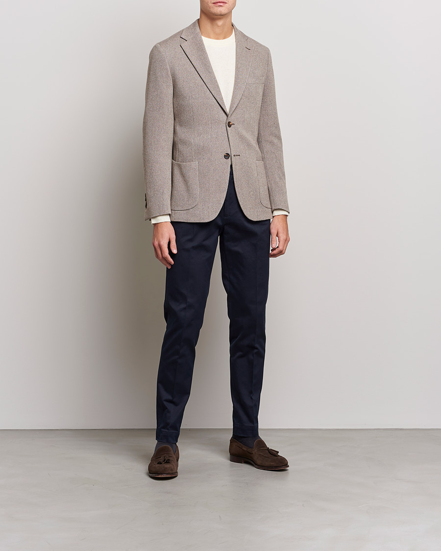 Mies | Housut | Incotex | Pleated Cotton Stretch Chinos Navy