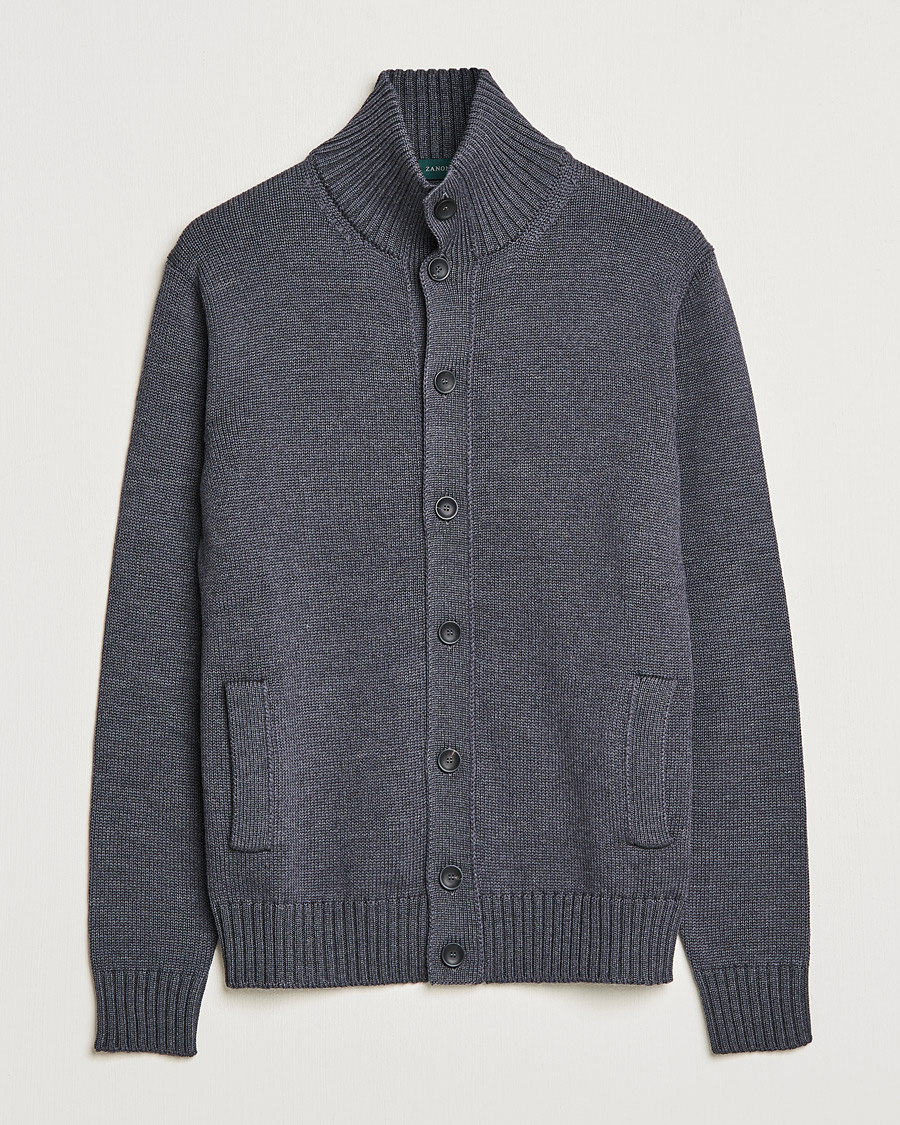 Mies | Puserot | Zanone | Virgin Merino Wool Chioto Cardigan Grey Melange