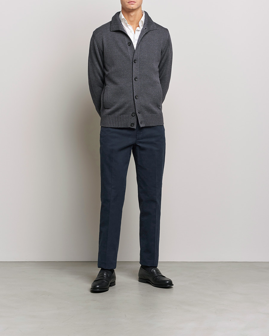 Mies | Puserot | Zanone | Virgin Merino Wool Chioto Cardigan Grey Melange