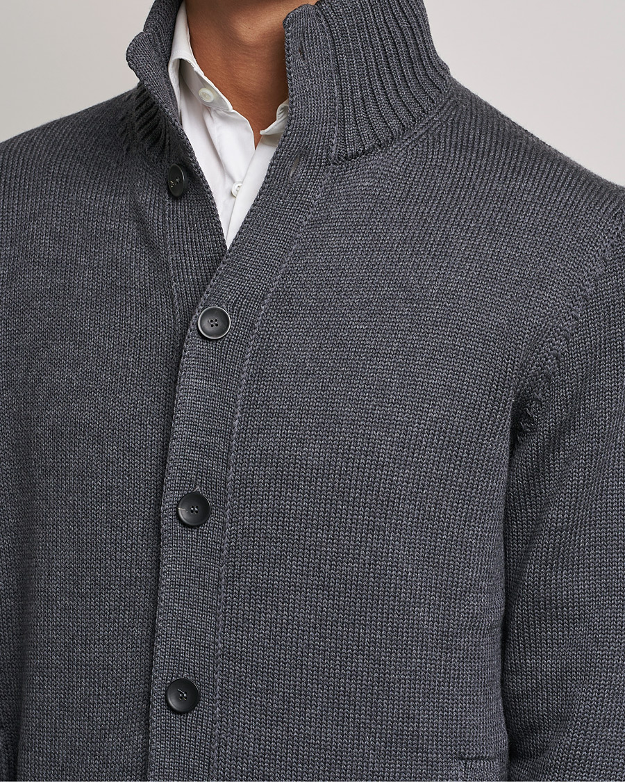 Mies | Puserot | Zanone | Virgin Merino Wool Chioto Cardigan Grey Melange