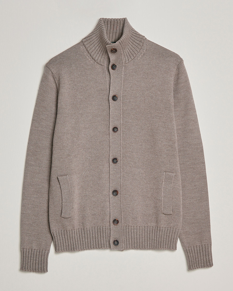 Mies | Puserot | Zanone | Virgin Merino Wool Chioto Cardigan Taupe