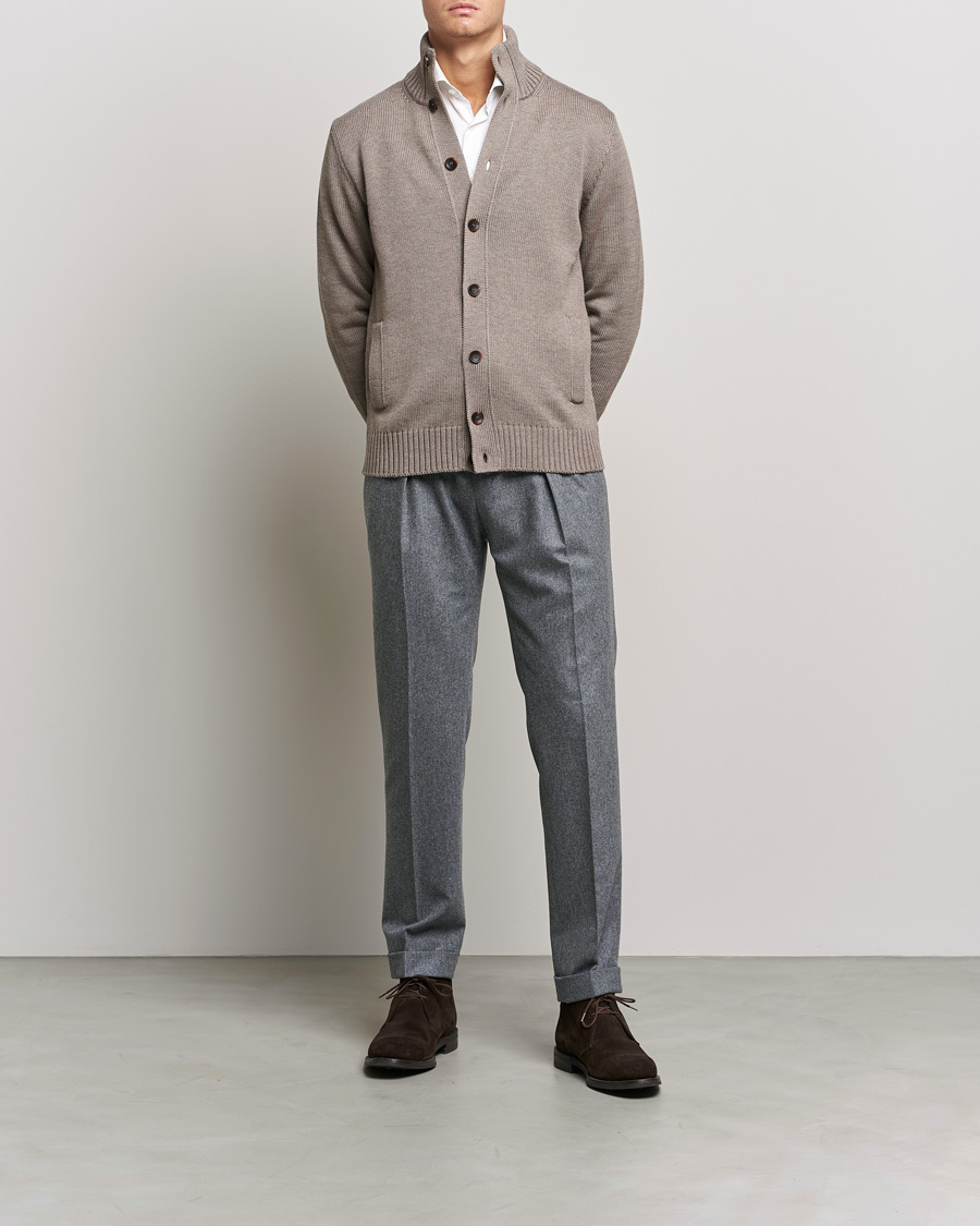 Mies | Puserot | Zanone | Virgin Merino Wool Chioto Cardigan Taupe