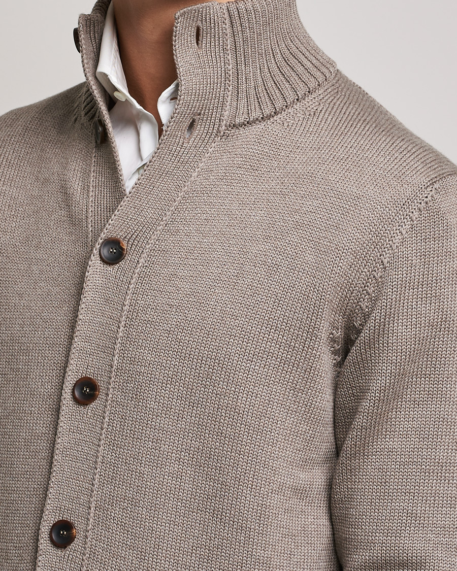 Mies | Puserot | Zanone | Virgin Merino Wool Chioto Cardigan Taupe