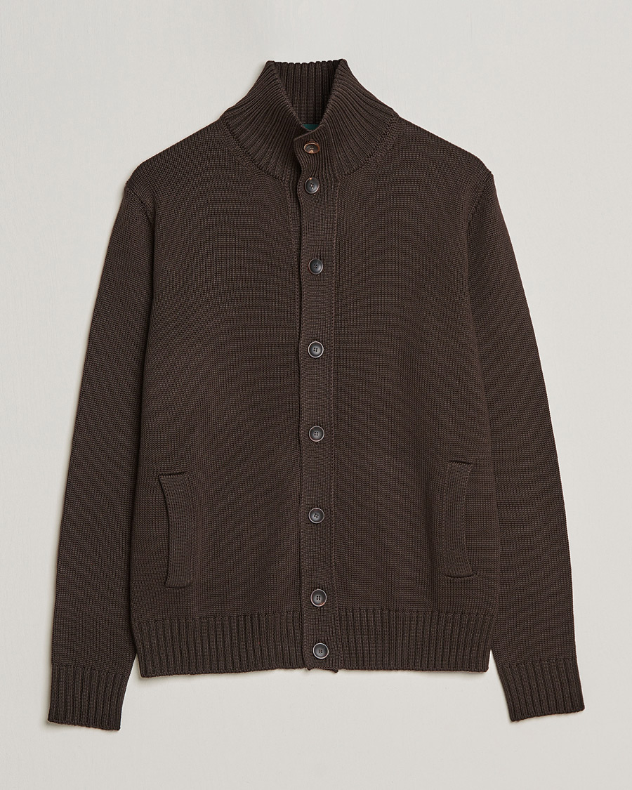 Mies | Puserot | Zanone | Virgin Merino Wool Chioto Cardigan Dark Brown