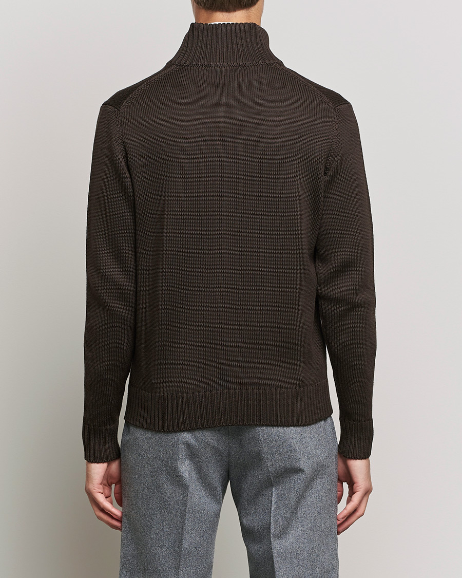 Mies | Puserot | Zanone | Virgin Merino Wool Chioto Cardigan Dark Brown