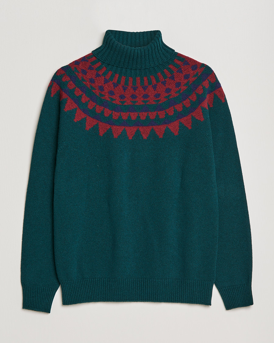 Mies | Puserot | Zanone | Fairisle Jacquard Rollneck Green