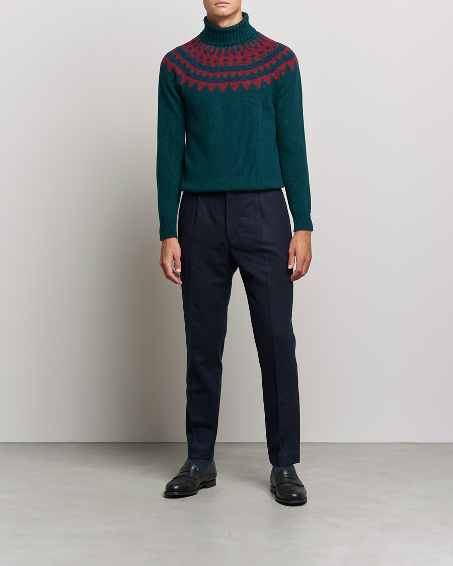 Mies | Puserot | Zanone | Fairisle Jacquard Rollneck Green