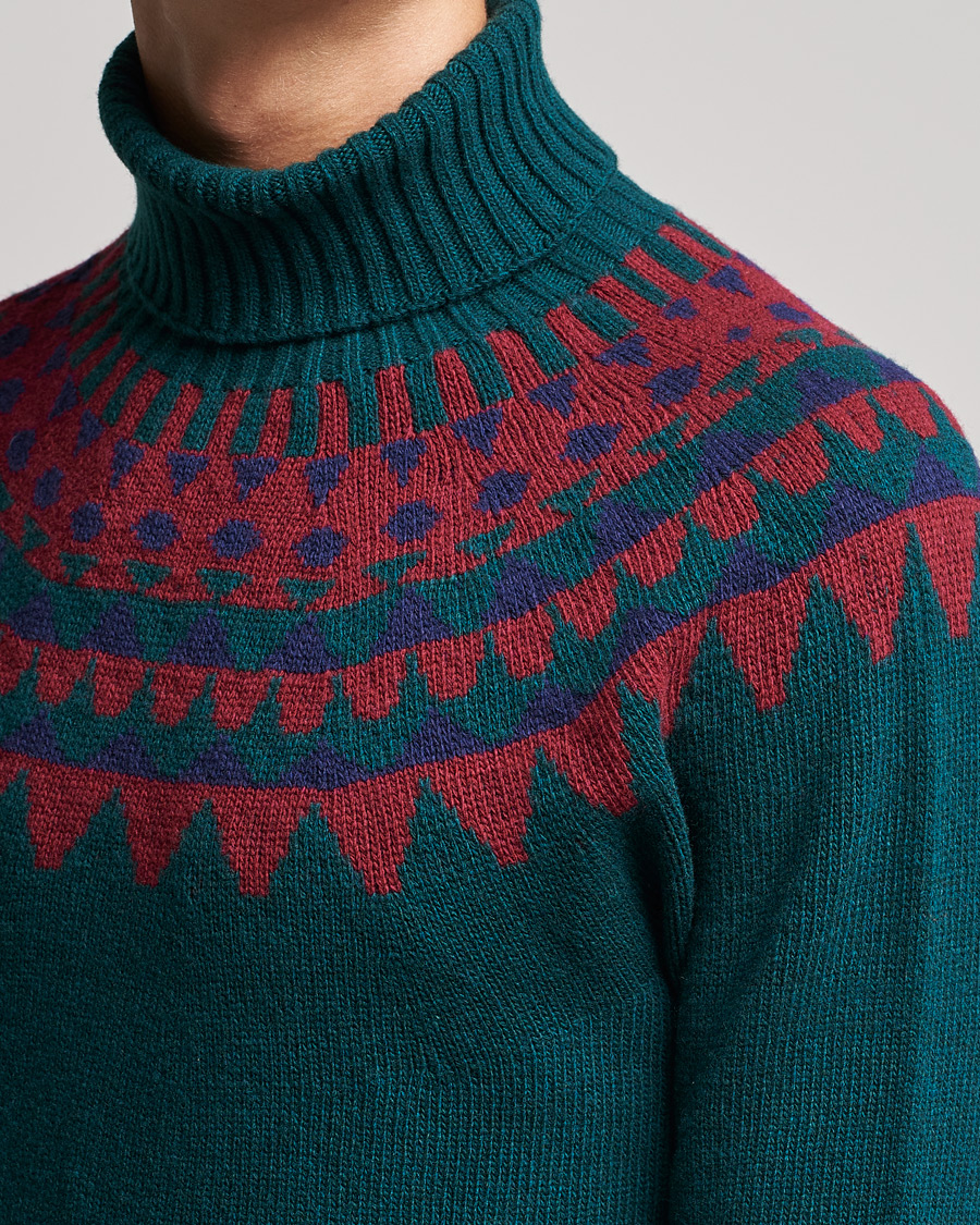 Mies | Puserot | Zanone | Fairisle Jacquard Rollneck Green