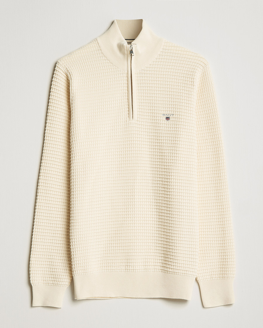 Mies | Puserot | GANT | Cotton Texture Half Zip Cream