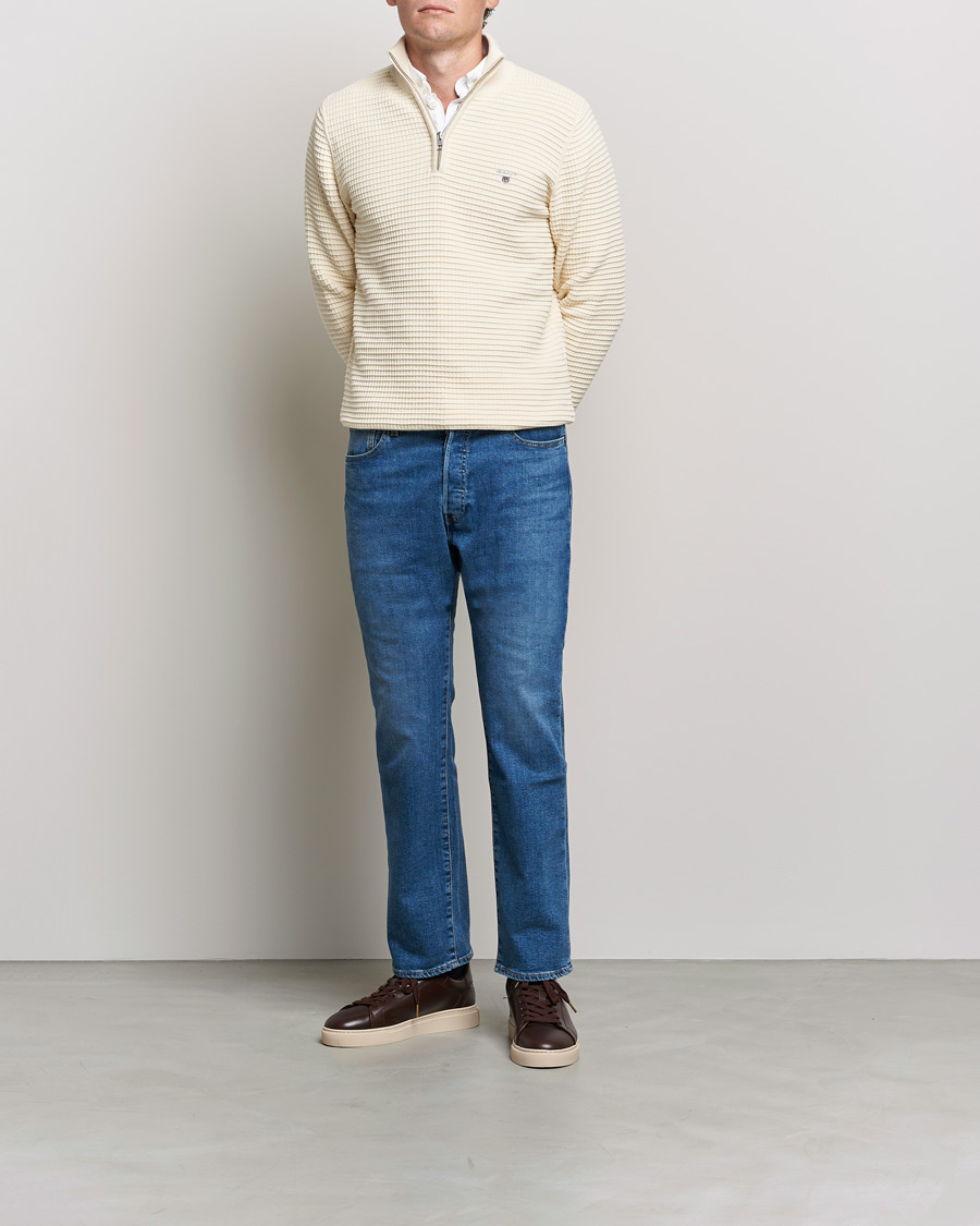 Mies | Puserot | GANT | Cotton Texture Half Zip Cream