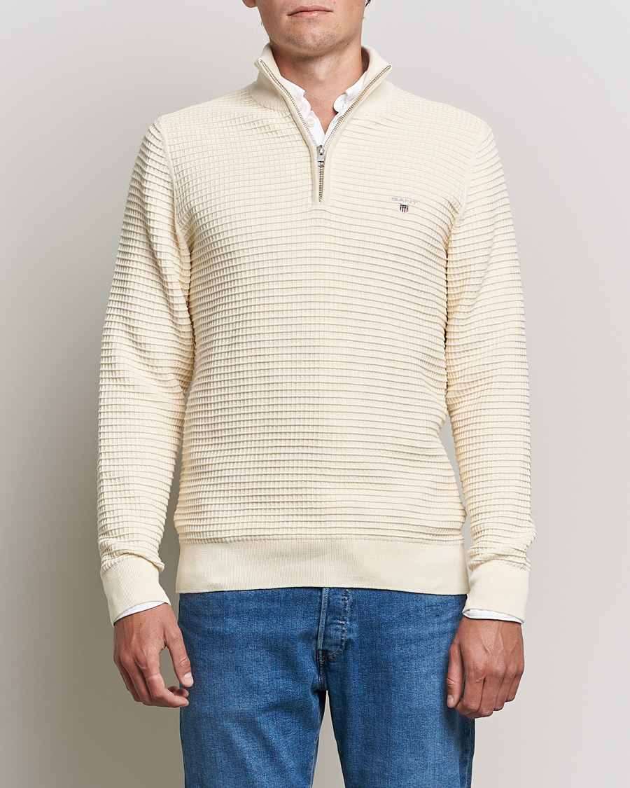 Mies | Puserot | GANT | Cotton Texture Half Zip Cream