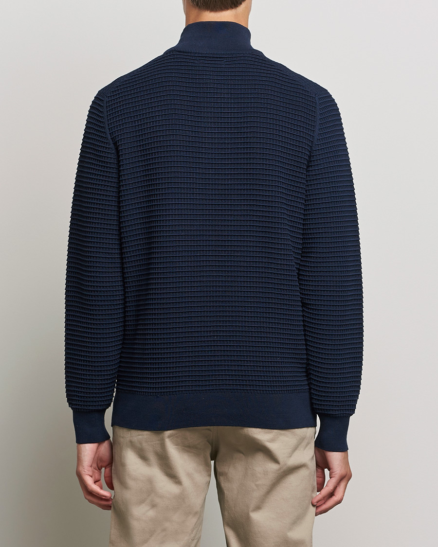 Mies | Puserot | GANT | Cotton Texture Half Zip Evening Blue